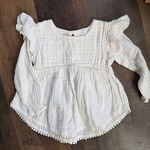 Jamie Kay Cotton Peasant Top with Eyelet Ruffle Sleeves